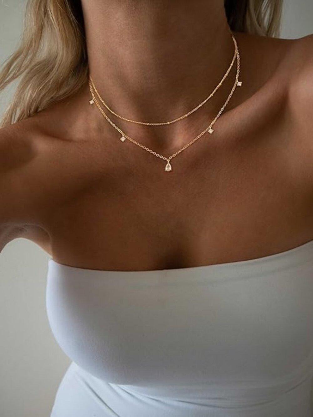 Layered Cross Necklace Set | Gold Plated Dainty Choker & Chain | Trendy Stack